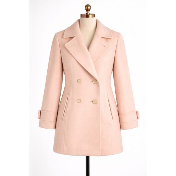 Vintage Pink Wool Pea Coat Light Pink Anne Klein